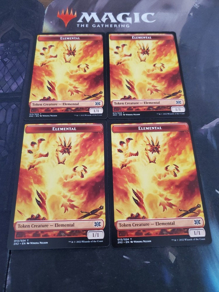 Mtg. 4x Elemental Double-Sided Tokens. Double Masters 2022. Nm-image