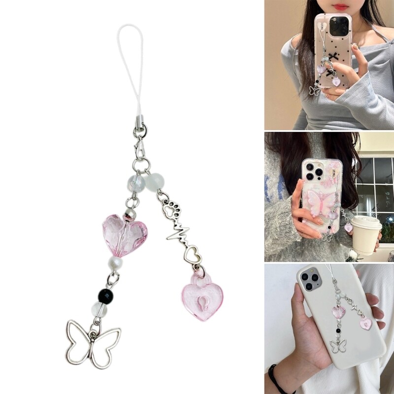 Heart Butterfly Phone Charm – Keychain Bag Pendant Decor