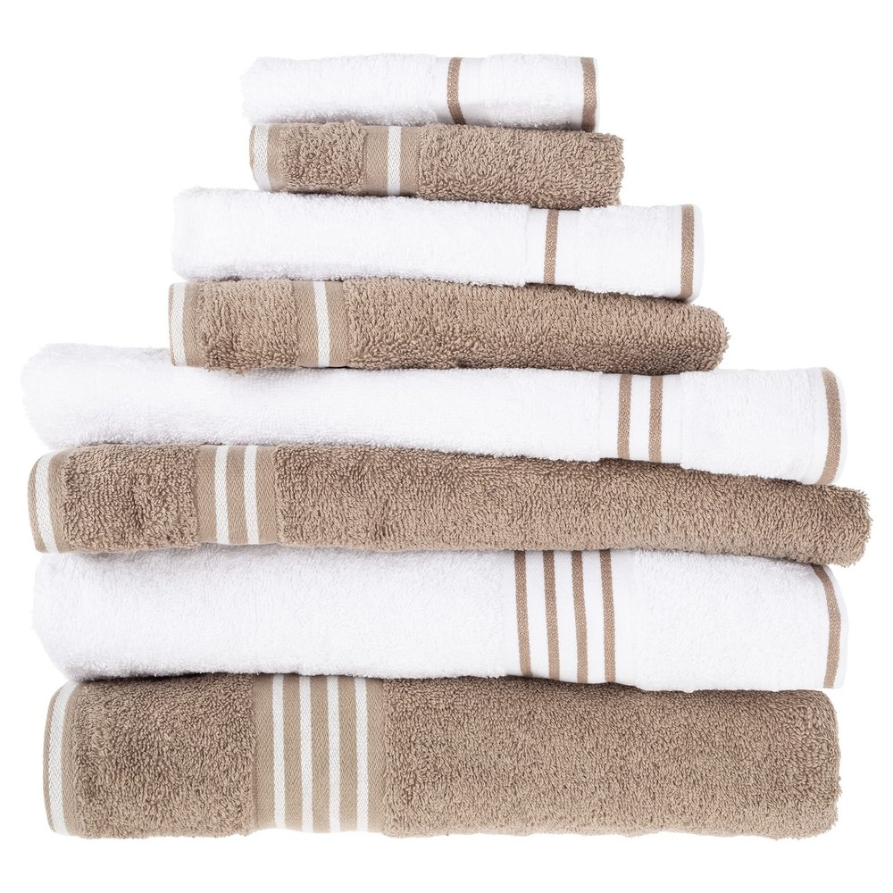 8-Piece Cotton Towel Set with Bath and Hand Towels for Bathroom Essentials  