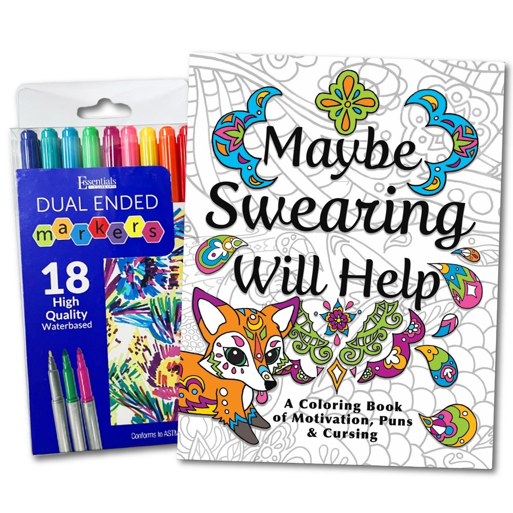 Maybe Swearing Will Help Adult Coloring Book Set - for Adults Relaxation with...
