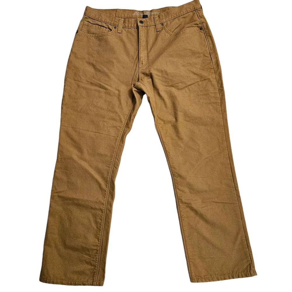 Eddie Bauer Mt Flex Straight Jeans Fleece Lined Denim Pants 38 x 30 Hazelnut