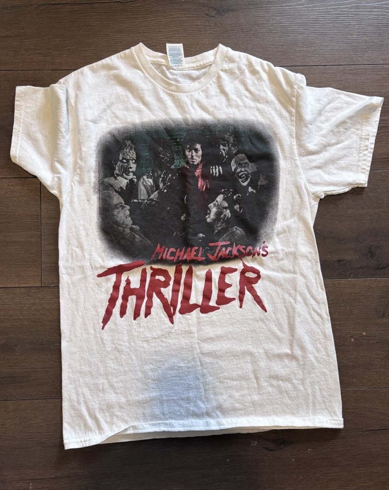 Michael Jacksons Thriller Movie Zombies T-shirt White Size Medium