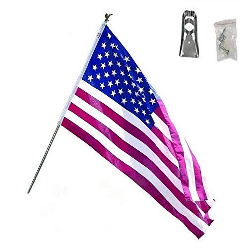 3x5 FT Polycotton US Flag Kit with 6 FT Steel Pole & Bracket