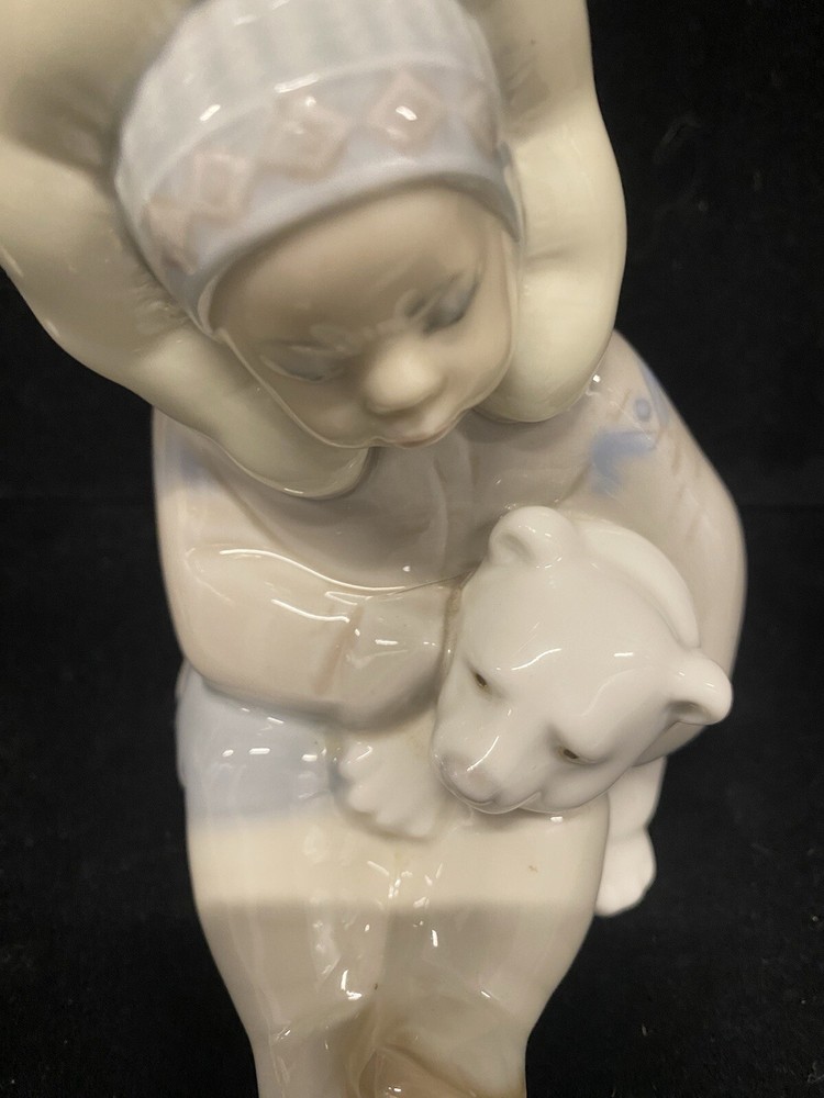 Lladro Figurine Set - Eskimo Girl & Cub, Goose, Polar Bear