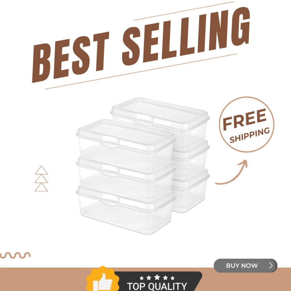 Stackable 6-Pack Clear Storage Boxes Organizers for Home and Office