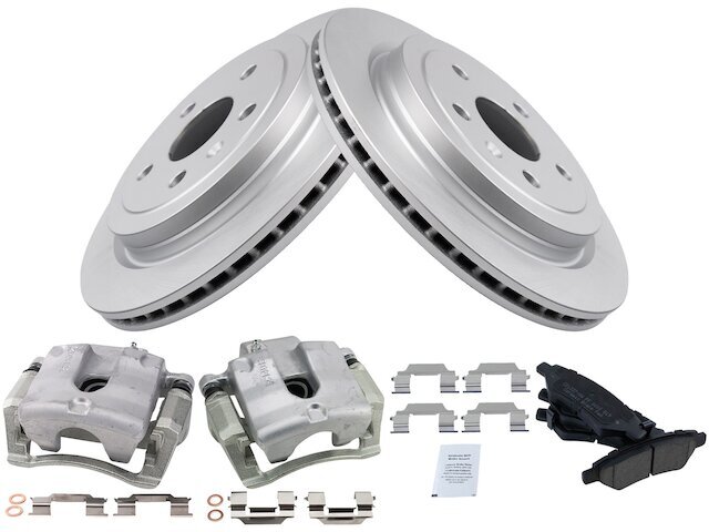 TRQ Rear Brake Pad Rotor Caliper Set for 2010-2015 Chevy Camaro 83PQQR