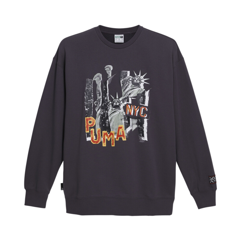 Puma Nyc Remix Graphic Crew Neck Sweatshirt Mens Grey  62450613