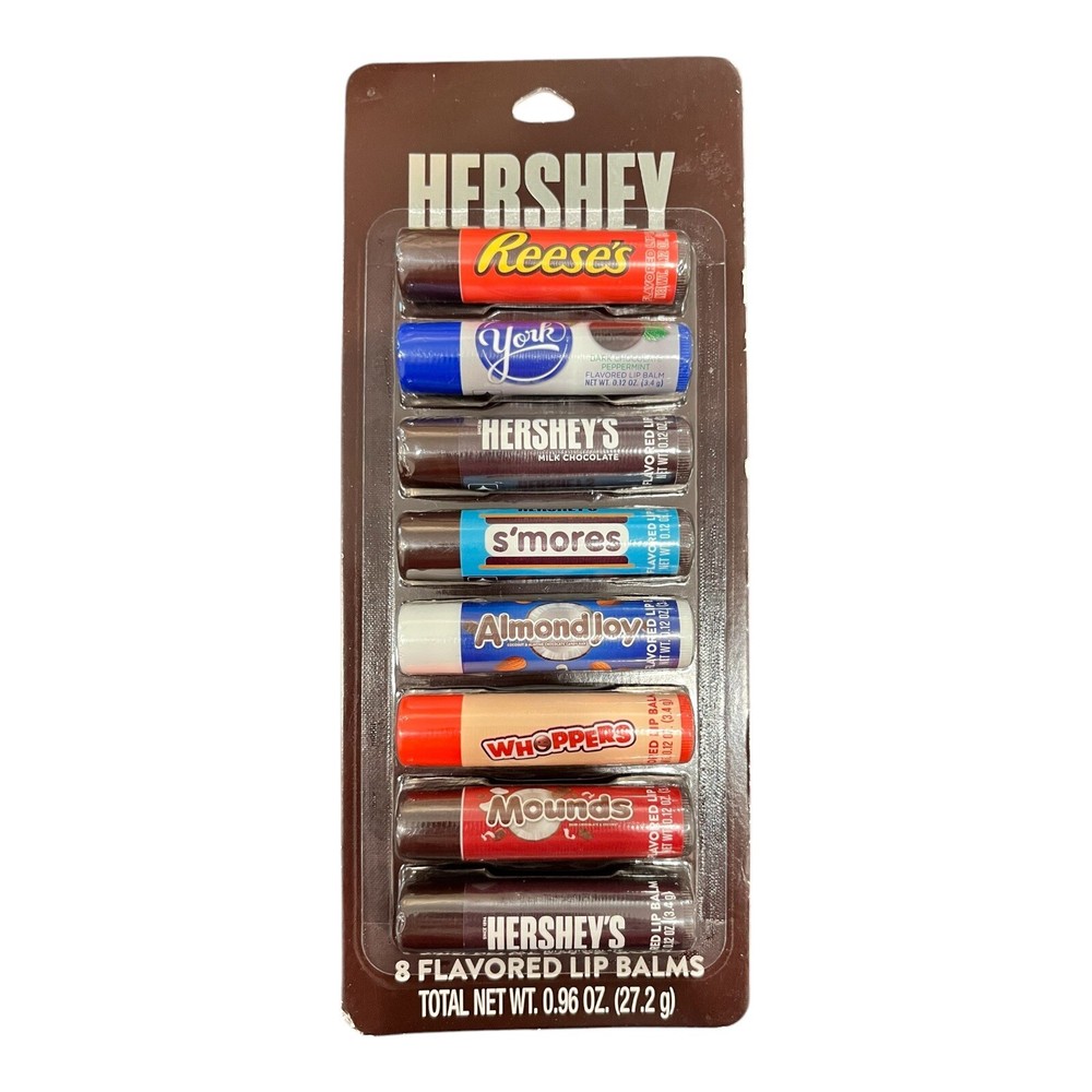 HERSHEY Chocolate Flavored Lip Balm 8 Pack for Gifts and Parties