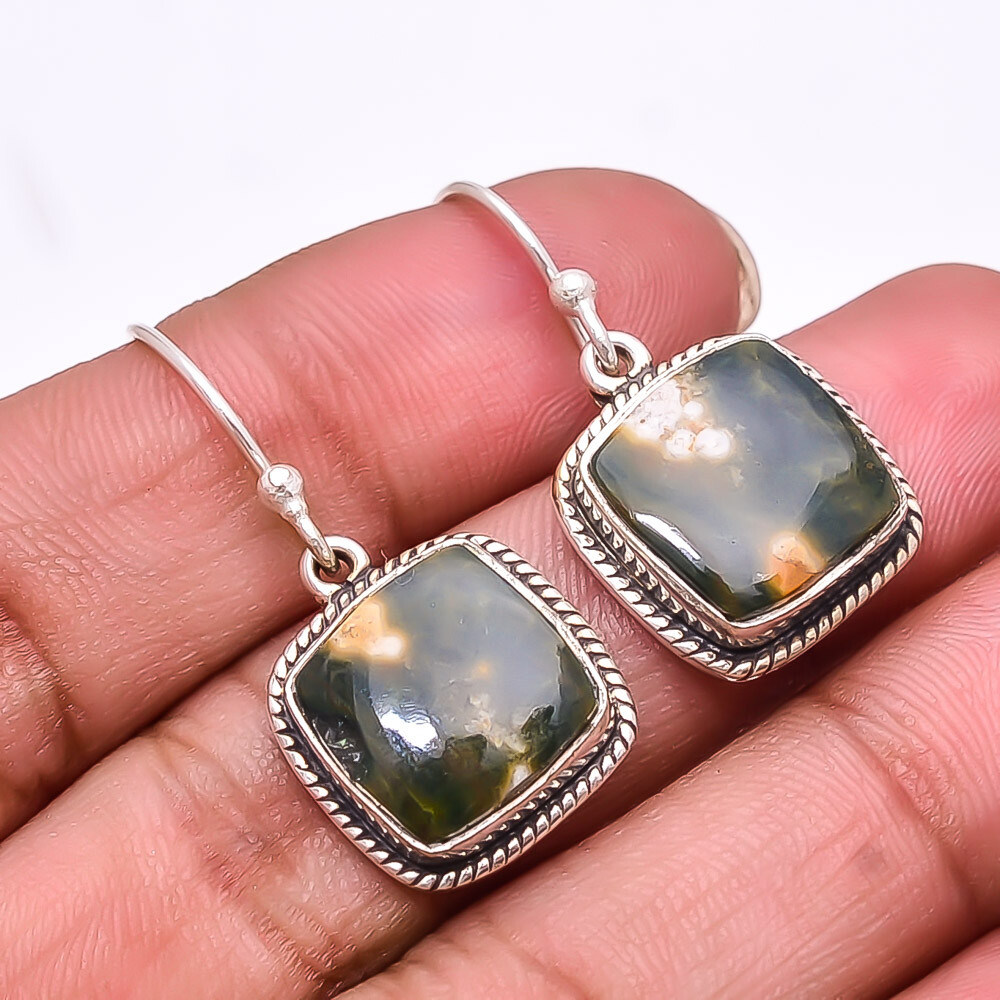 Natural Ocean Jasper -Madagascar Gemstone 925 Sterling Silver Earring 1.17