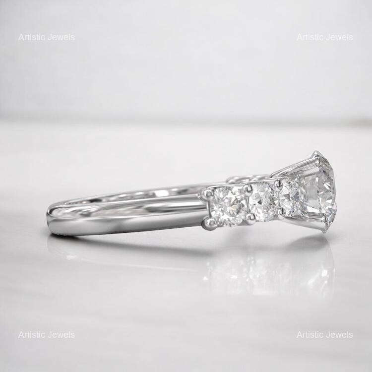 925 Sterling Silver Moissanite Gemstone Promise Prong Stackable Ring US All Size