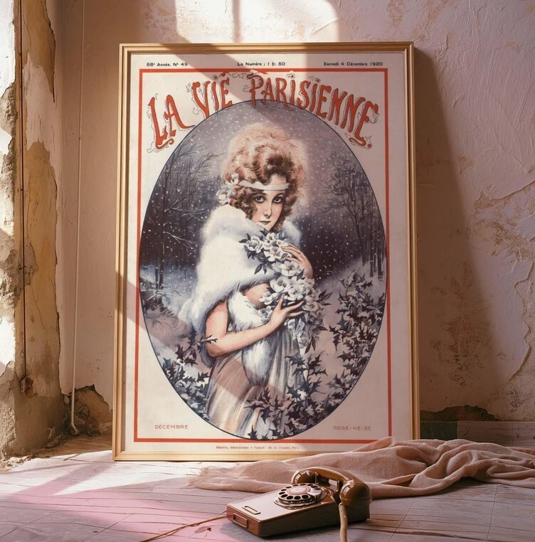 Vintage Retro Christmas Magazine Poster Holiday Wall Art Decor  