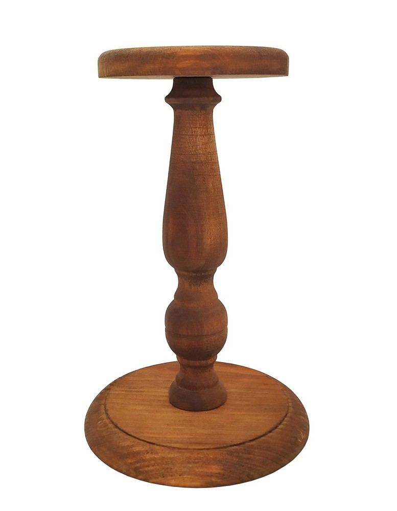 Vintage Rustic Brown Wooden Hat Stand Wig Holder Display for Helmets