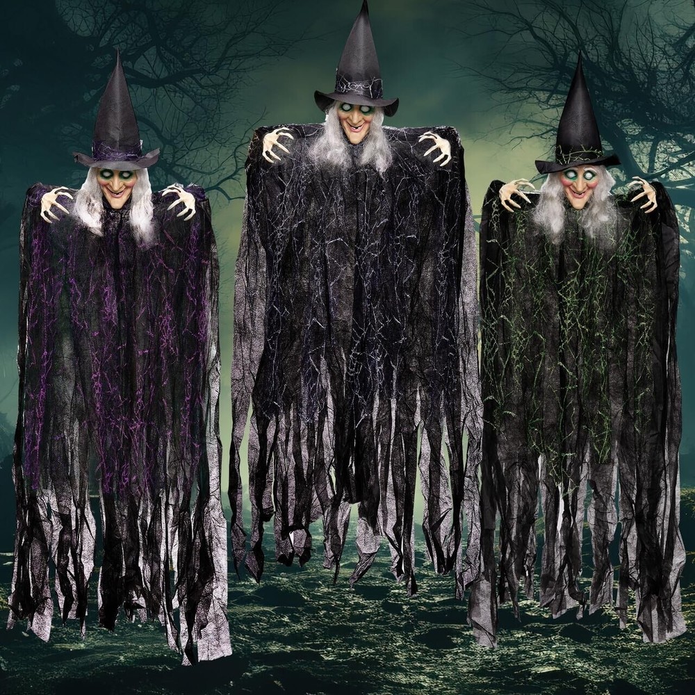 3-Pack 89cm Halloween Hanging Scary Witch Decorations for Spooky Decor