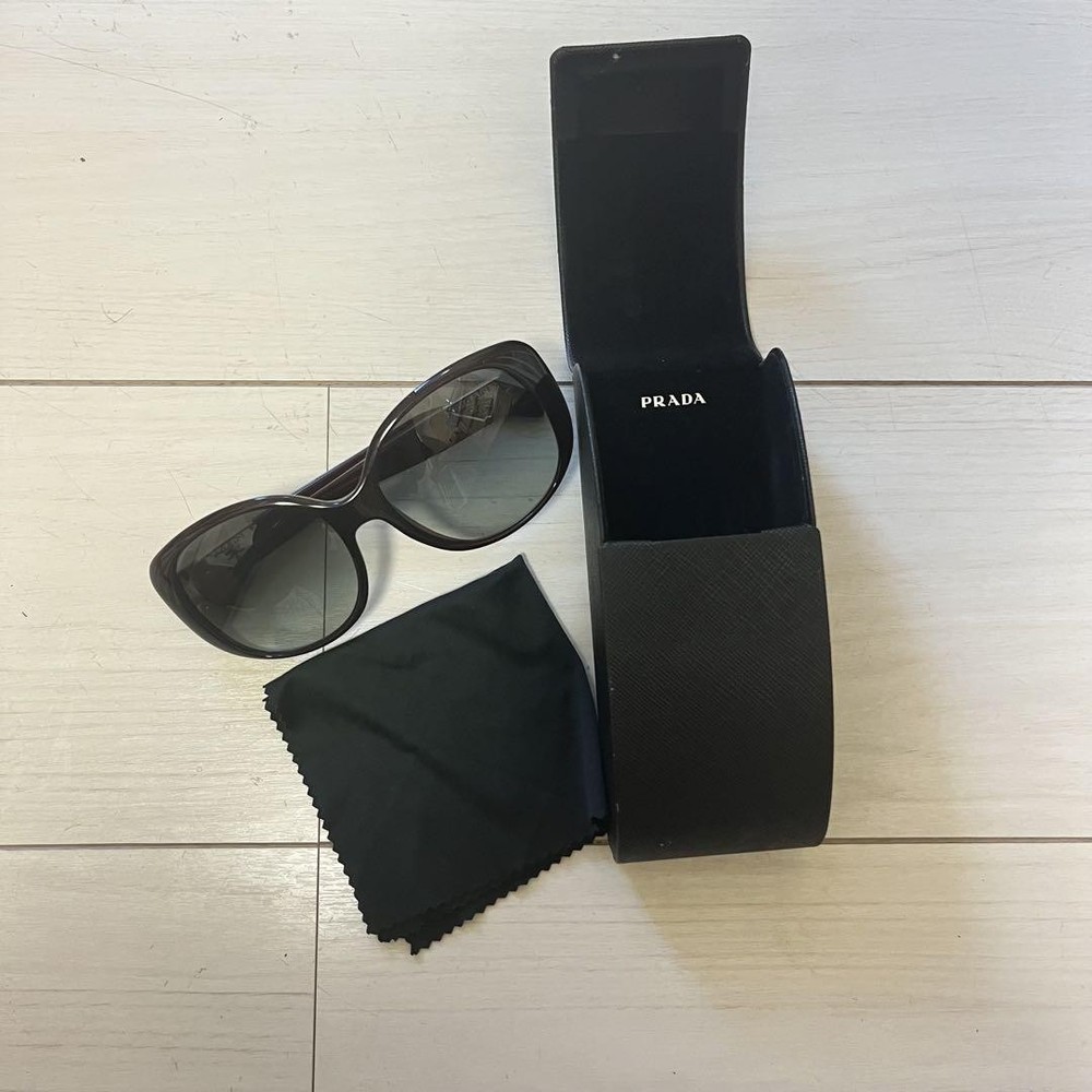 Prada Unisex Red Brown Triangular Logo Sunglasses 57mm Pre-Owned