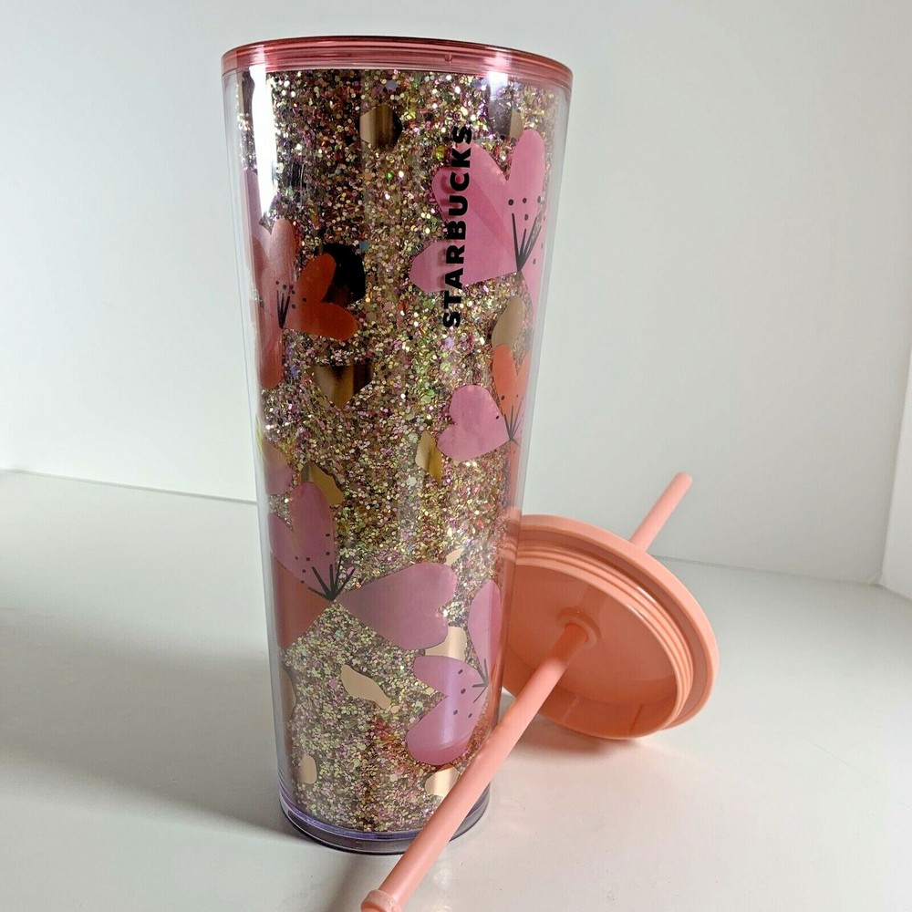 Starbucks 2020 Valentine's Pink HEARTS Acrylic Tumbler Cold Cup, 24 Fl Oz