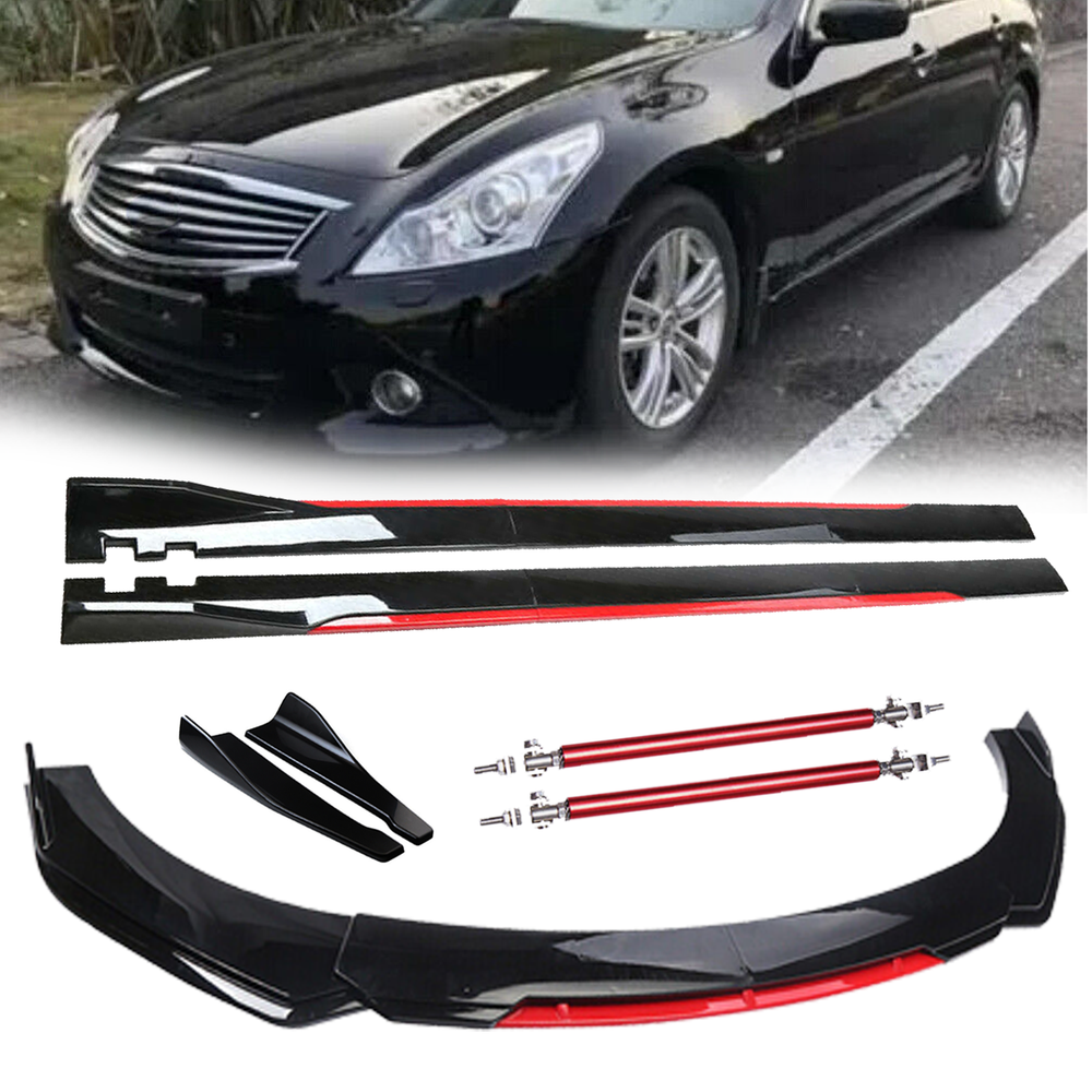 Infiniti G37 Front Bumper Lip Spoiler Splitter Glossy Black Red Body Kit