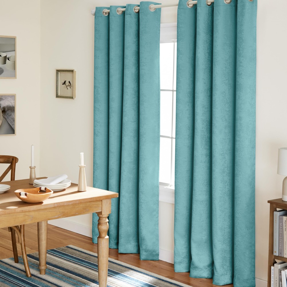 Lustre Solid Heavyweight Textured Sateen Indoor Curtains, Room Darkening Opac...