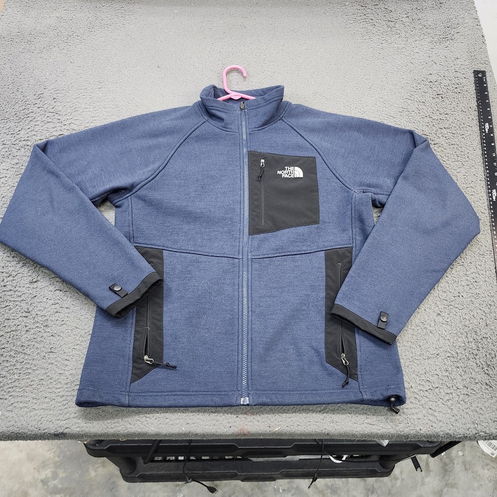 The North Face Jacket Mens Large Blue Fleece Full Zip Pockets Hiking Outdoor