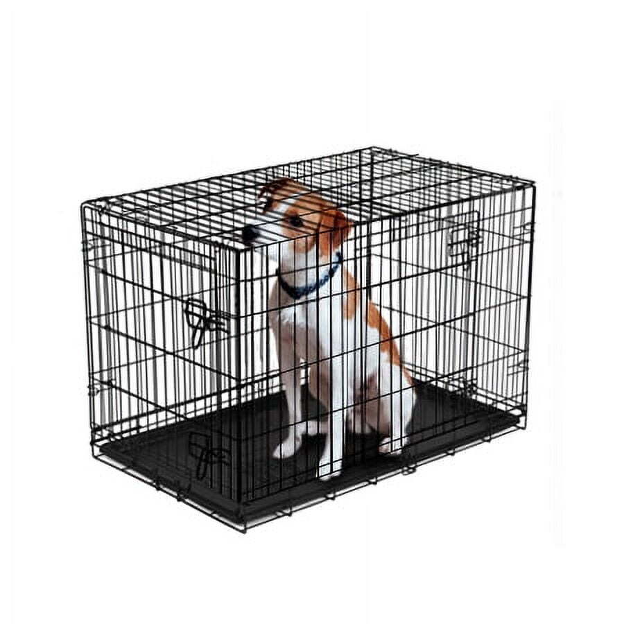 Foldable Double-Door Metal Wire Dog Crate with Divider 22 Inch Small Size-image