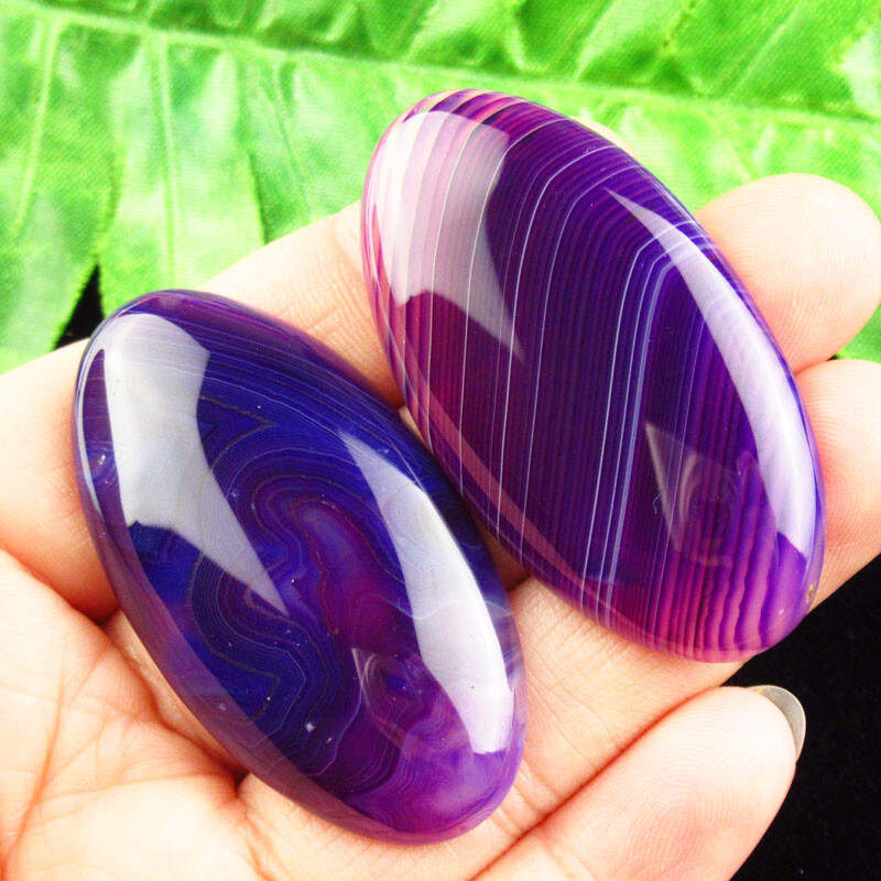 2Pcs 50x27x6mm Purple Onyx Agate Oval Cab Cabochon Q07513