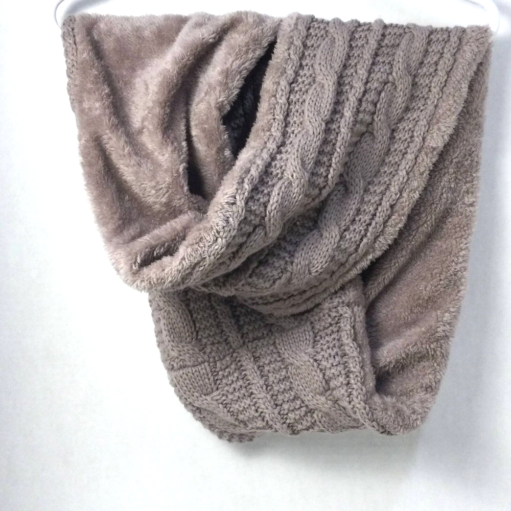 UGG Grey Faux Fur and Knit Infinity Scarf 28x7.5 Inches