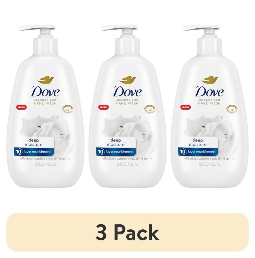 (3 pack) Dove Advanced Care Daily Use Deep Moisture Hand Soap, 12 fl oz