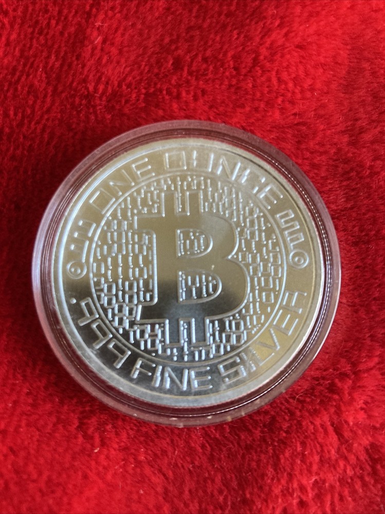 Bitcoin 1oz .999 silver commemorative coin BTC crypto in a Capsule Free Shipping