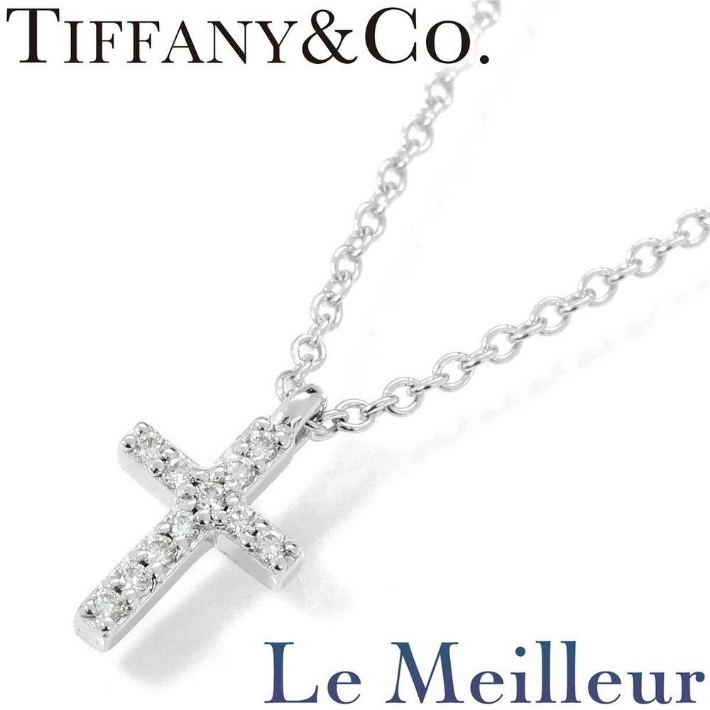 Tiffany Metro Cross Necklace in 18K Gold with Diamonds Pre-Owned Luxury Jewelry  