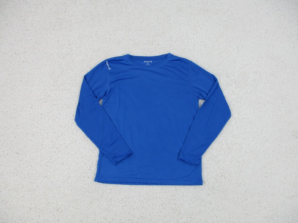 Reebok Shirt Small Adult Blue Activewear Gym Lightweight Spell Out Logo Mens S