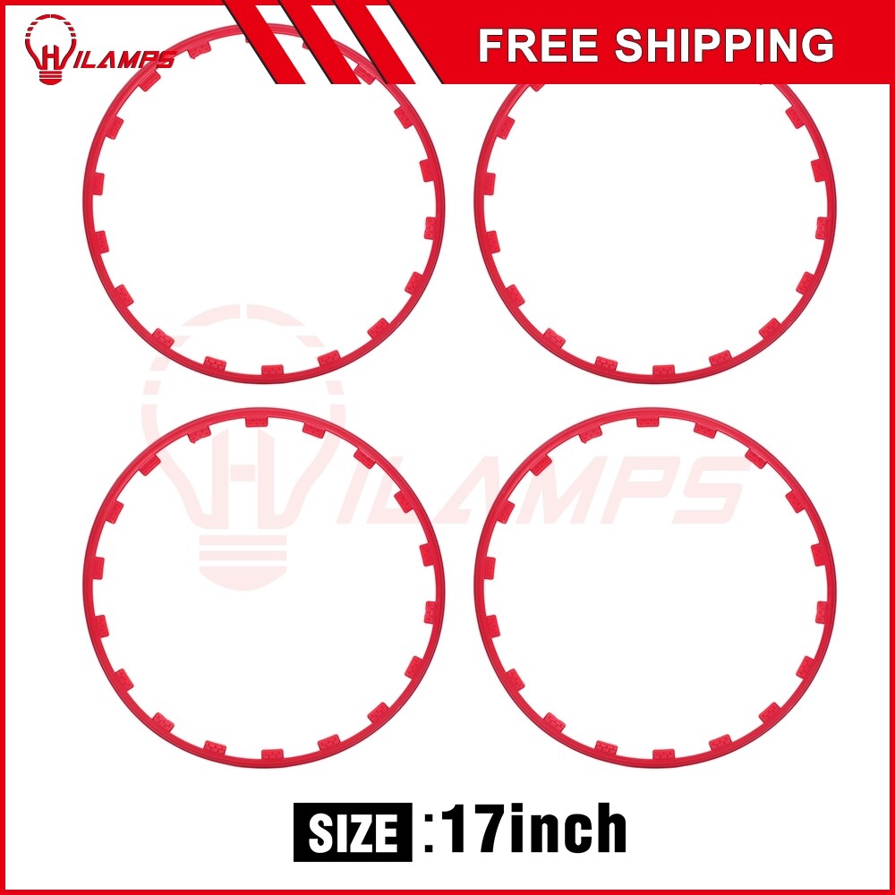 For BMW Chevy Ford Heavy Duty Car Wheel Hub Rim Protecting Trim Ring 17 Inch Red