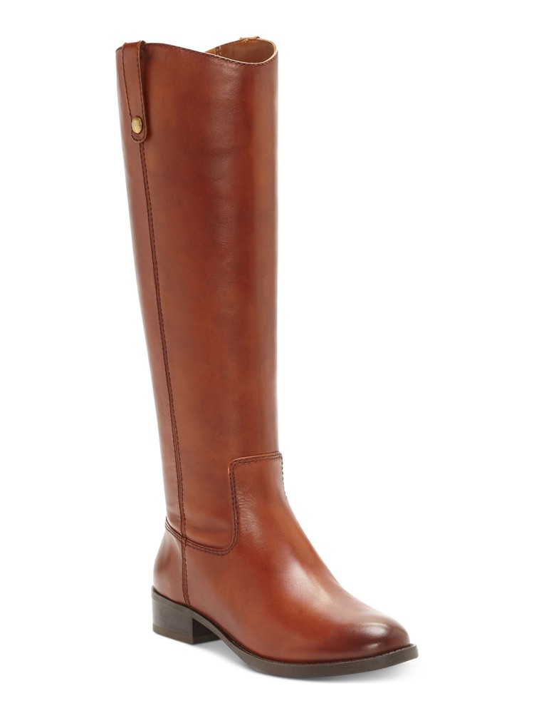 INC Womens Brown Pull Tab At Sides Fawne Toe Block Heel Leather Riding Boot 7.5