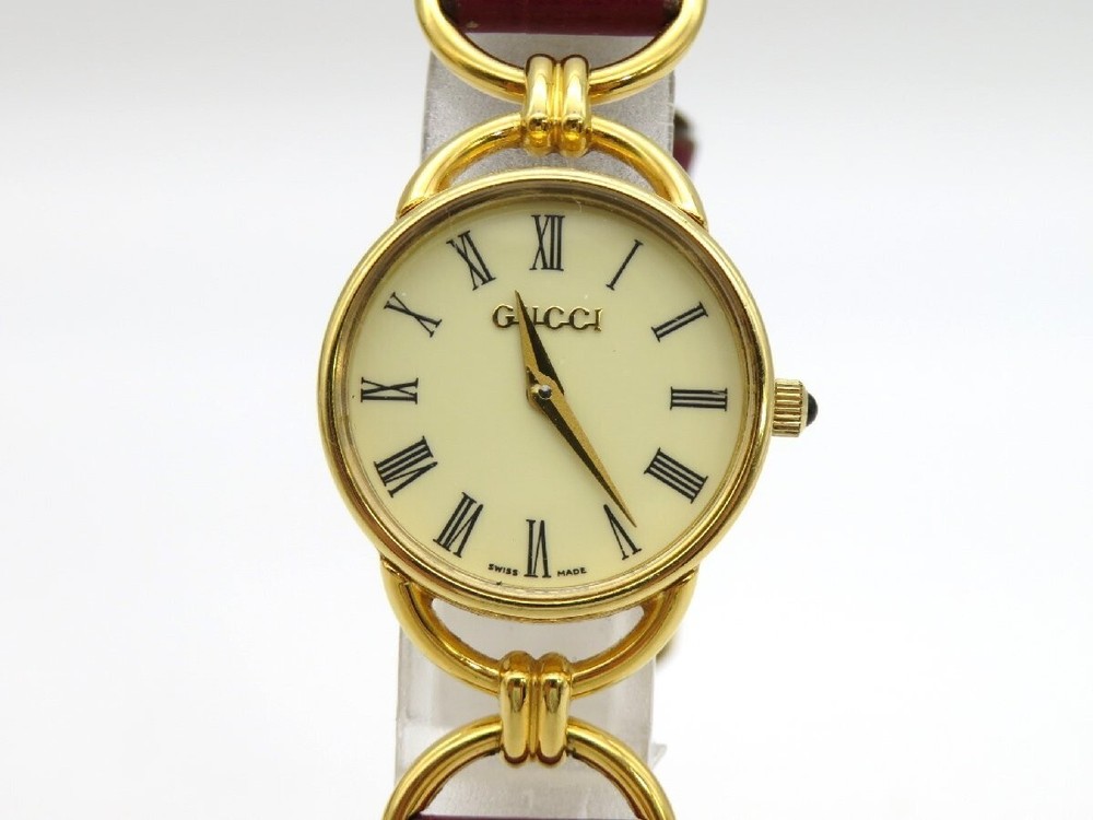 [Exc+5] GUCCI 6000.2.L Quartz White Dial Women's Watch Japan Used Working