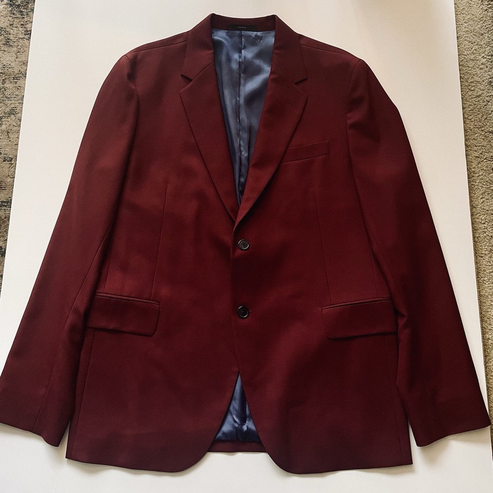 Paul Smith Men’s Burgundy Wool Jacket Two Button Size 42R/52R Made In Italy