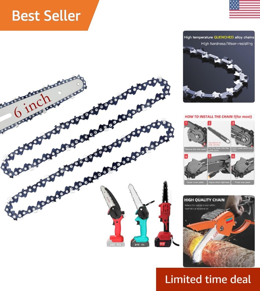 2 Pack 6 Inch Chainsaw Chains for Mini Chainsaws - Fast Install & Strong Cut