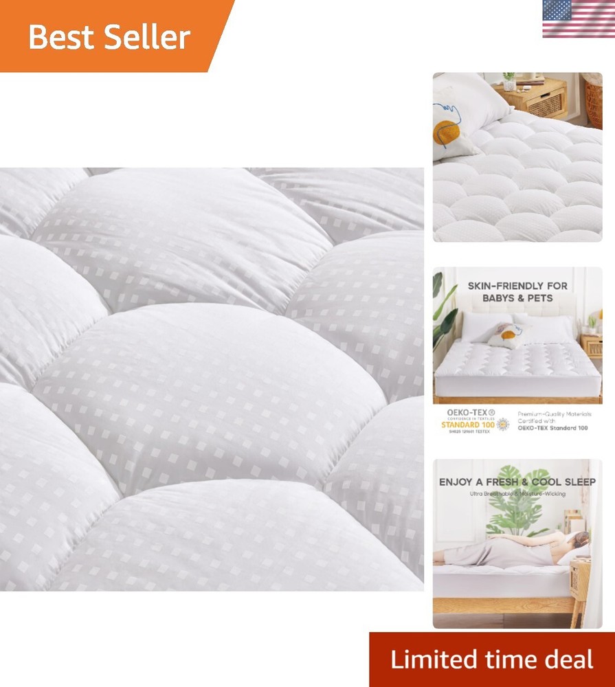 King Cotton Quilted Mattress Protector Cover Fitted Bed Pad 8-21 Inch  