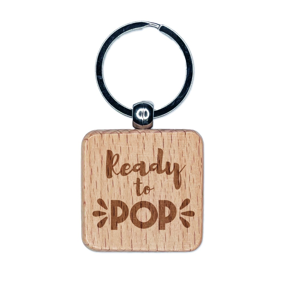 Pop Themed Pregnancy Shower Keychain - Engraved Wooden Charm for Mom-to-Be