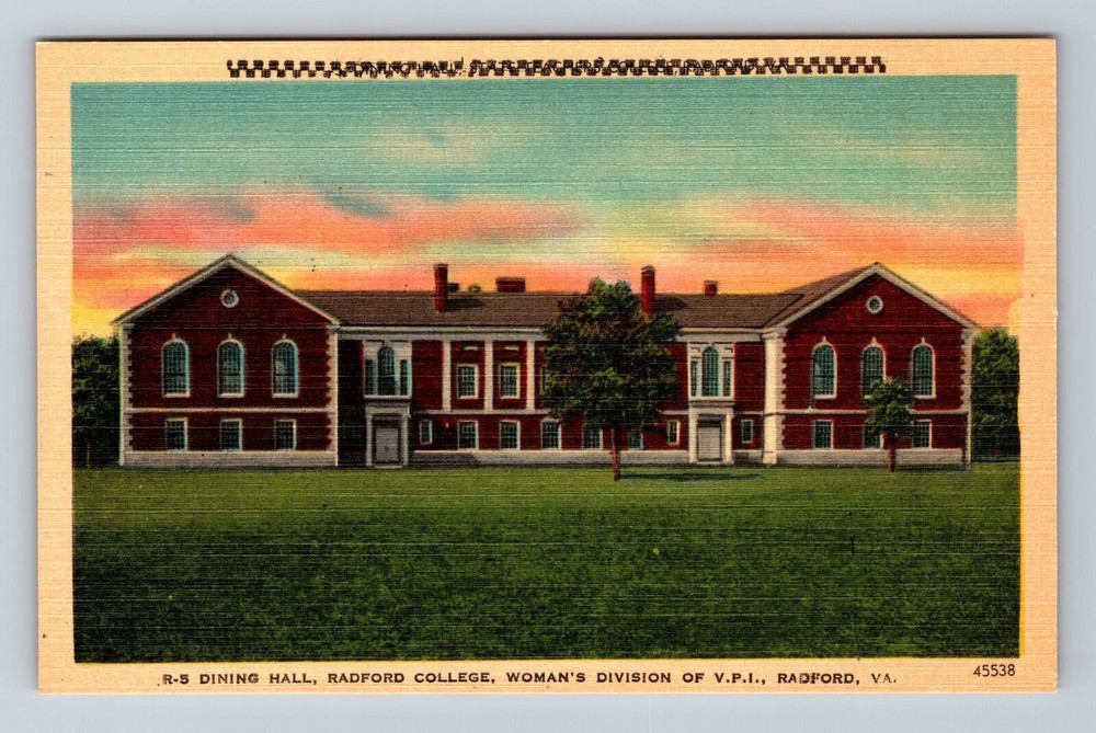Radford VA-Virginia, Dining Hall, Radford College, Antique, Vintage Postcard