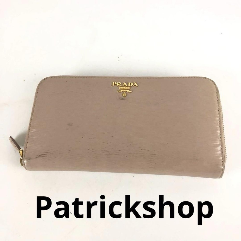 Prada round zipper long wallet in pink for women accessories