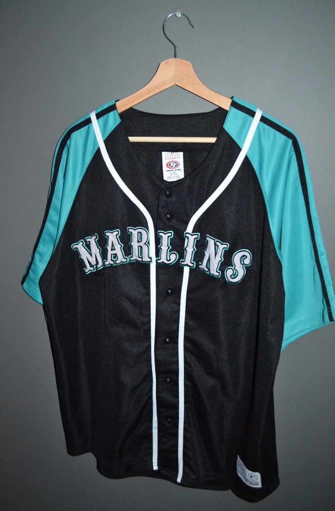 Miami Marlins True Fan Jersey L Black Teal MLB
