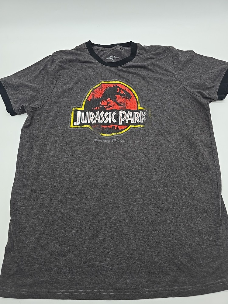 Jurassic Park T-Shirt Men X-Large Gray Universal Studios Graphic Print  ..#37170