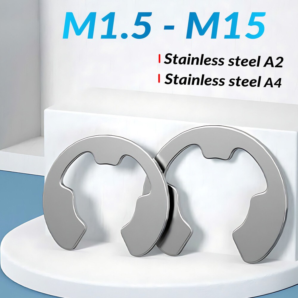 METRIC EXTERNAL E CLIP WASHER RETAINING RINGS CIRCLIP CLIPS A2/4 STAINLESS STEEL