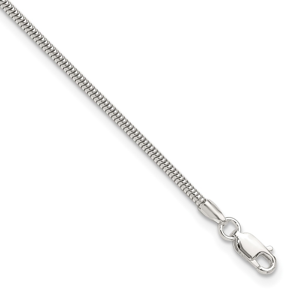 Sterling Silver 2mm Snake Chain Anklet for Women with 1 Inch Extension 9 Inch 3.77 Grams