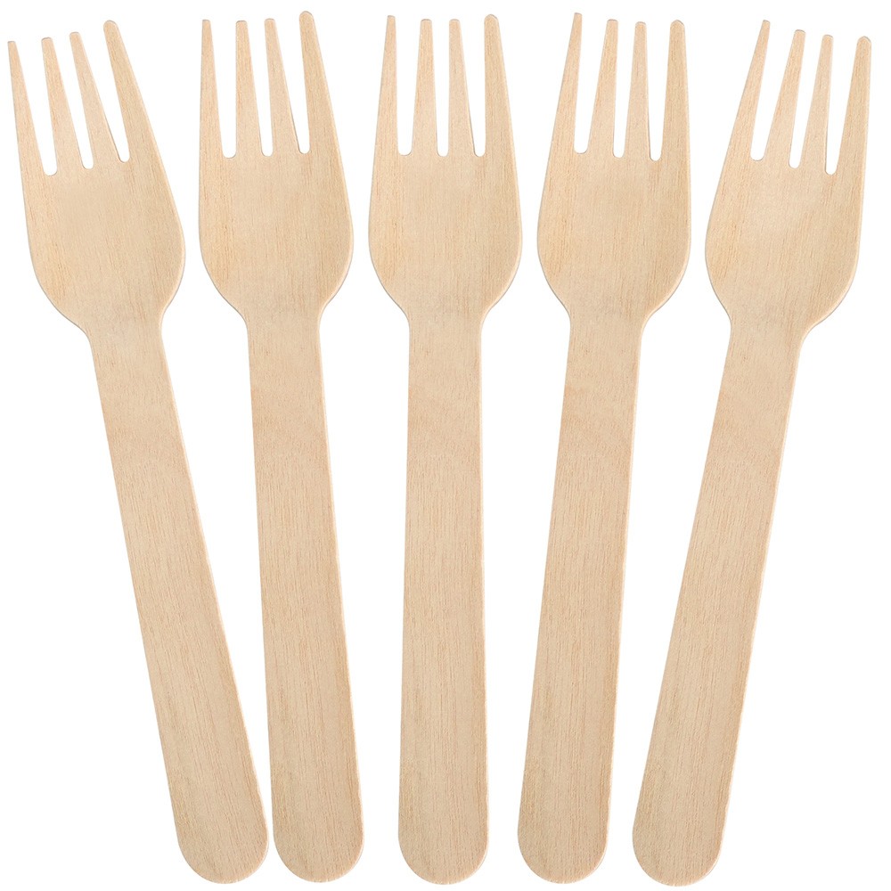 100 Pack Wooden Disposable Forks Biodegradable Wood Cutlery For Parties Catering