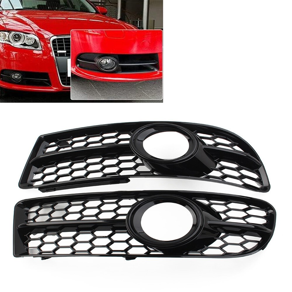 2x Bumper Honeycomb Mesh Fog Light Grille Cover For Audi A4 B7 S4 05-08