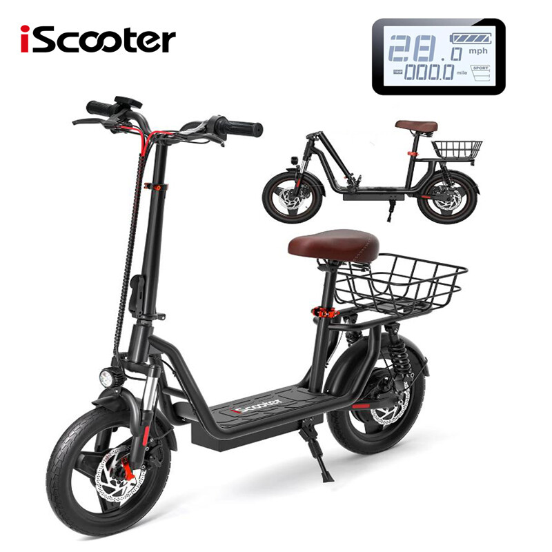 iScooter 800W Folding Electric Scooter with Seat 55Km Range 28Mph Speed