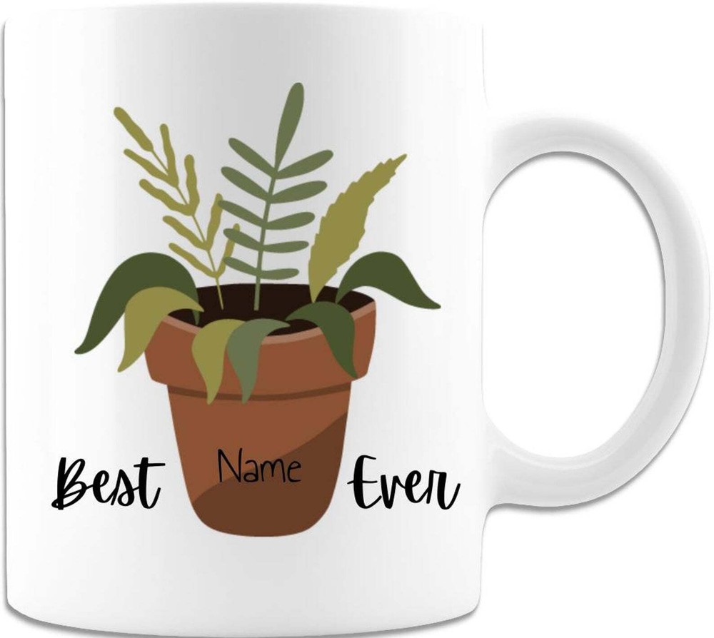 Personalized Best Mom Ever Botanic Gardening Ceramic Mothers Day Coffee Mug