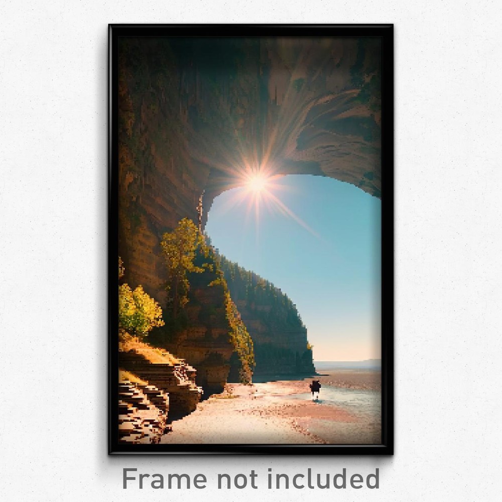 Pixel Art Poster - Old Gorge (8 Bit Psychedelic Trippy Weird Video Game Print)