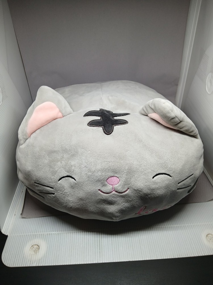 Peluche Squishmallows apilables Carson gris gato 12” 2018 amor y corazones