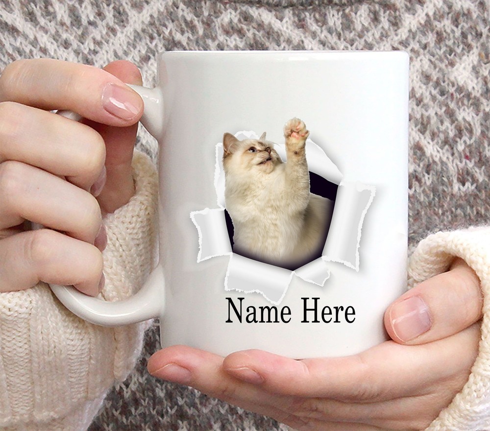 Funny Personalized Birman Cat Cream Custom Name Coffee Mug 11oz