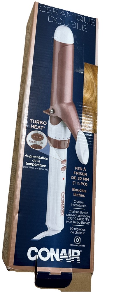 Conair Double Ceramic 1 1/4-Inch Curling Iron, White/Rose Gold